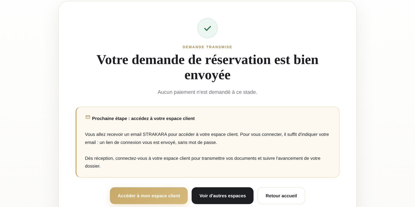 Confirmation de la demande