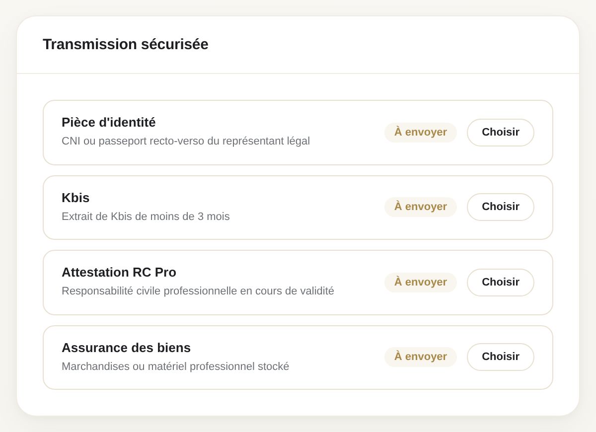 Dépôt des documents