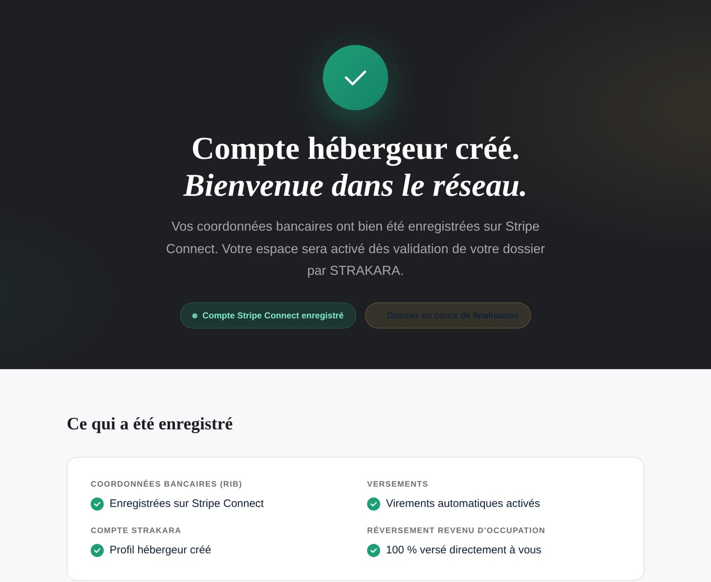 Compte de versement créé