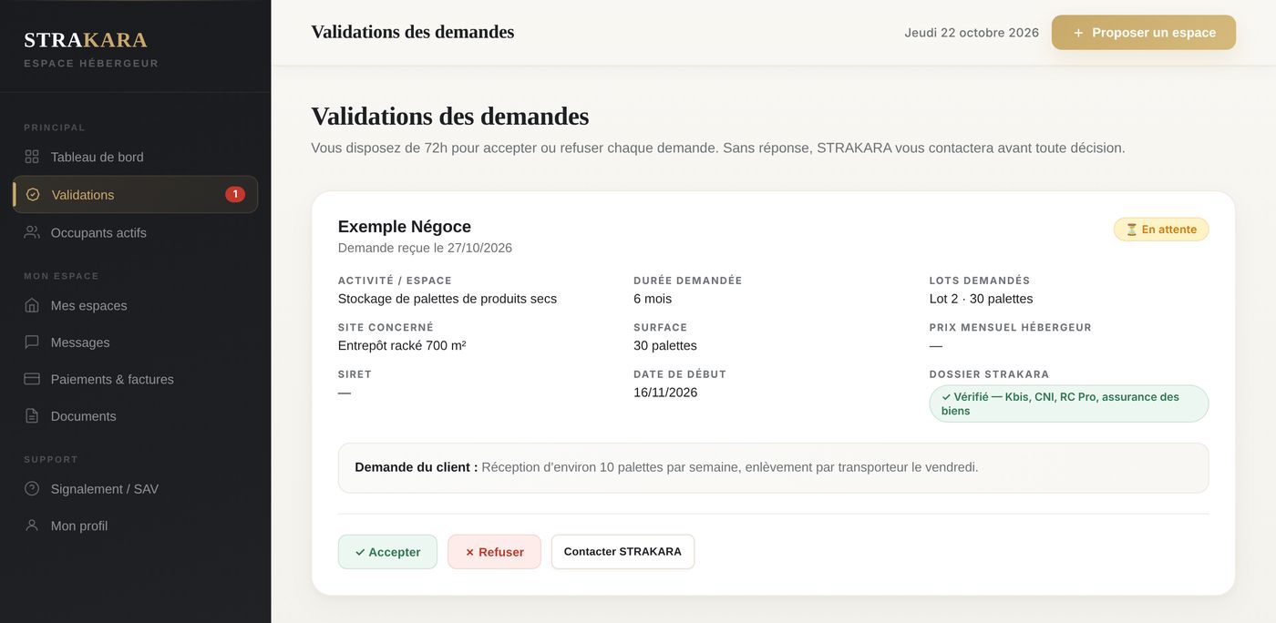 Validation d’une demande